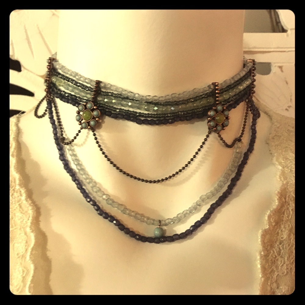 Retro choker & beaded necklace